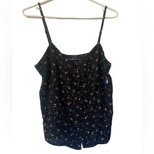 Abercrombie Black Floral Print Button Front Top NWT